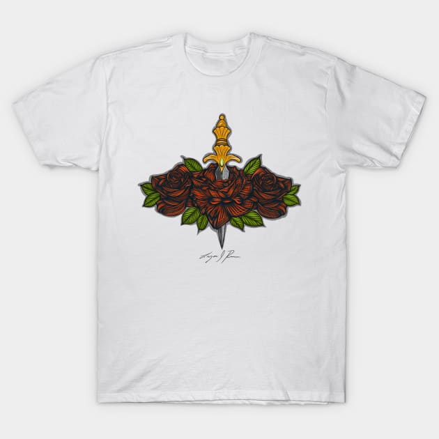 Dagger & Roses 3 T-Shirt by Lazrartist